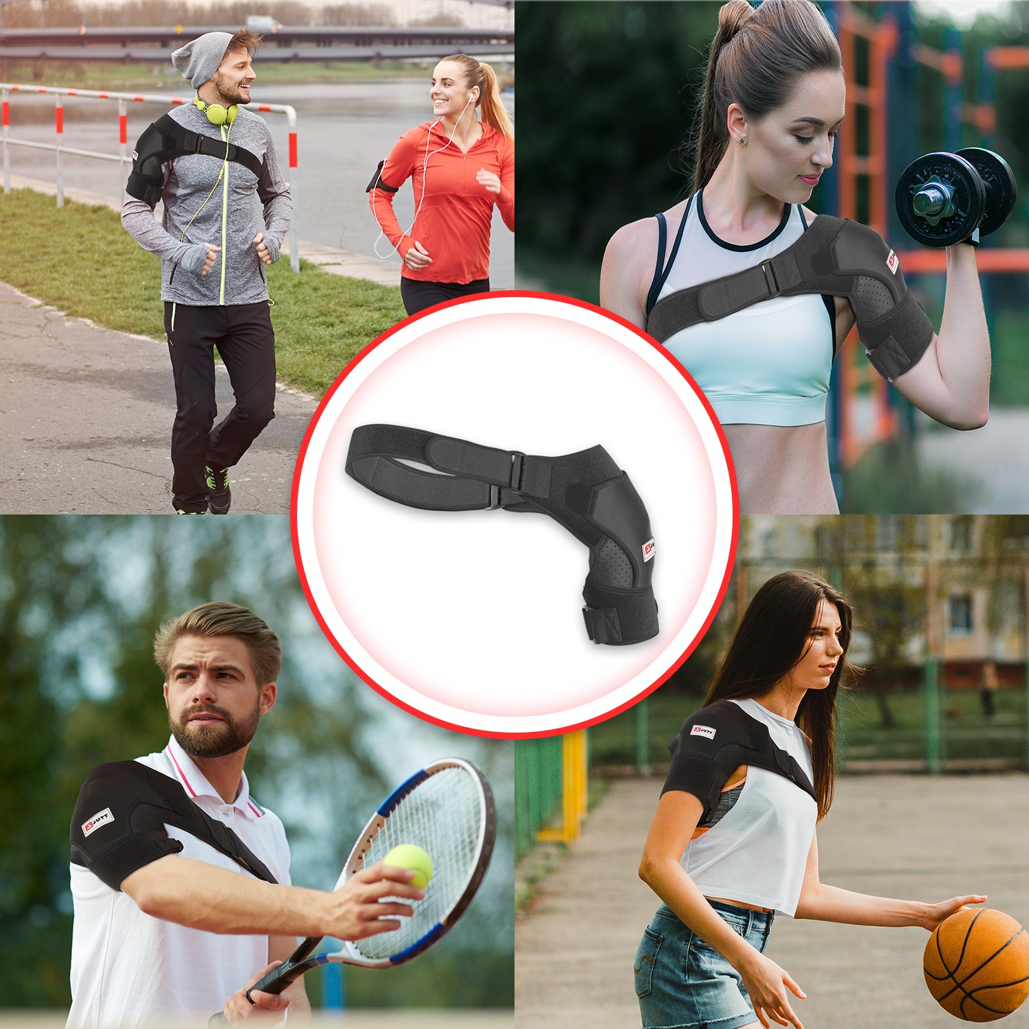 JUTT Adjustable Shoulder Support Brace For Men And Women Rotator Cuff for Dislocated Joints, Frozen Arm and Muscle Pain Relief, Fits Both Right or Left
